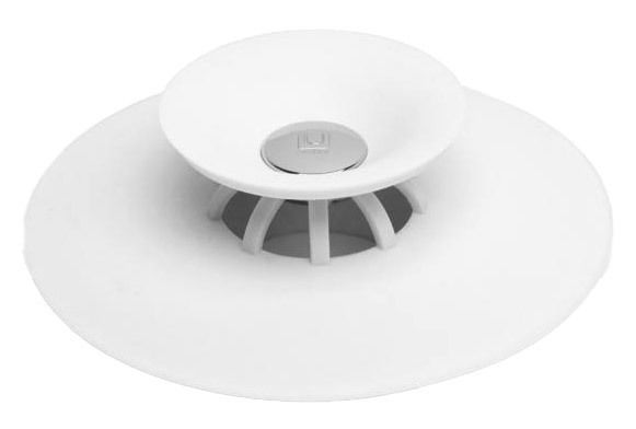 Weißer Flex Haarfänger und Wasserstopper aus der Vogelperspektive