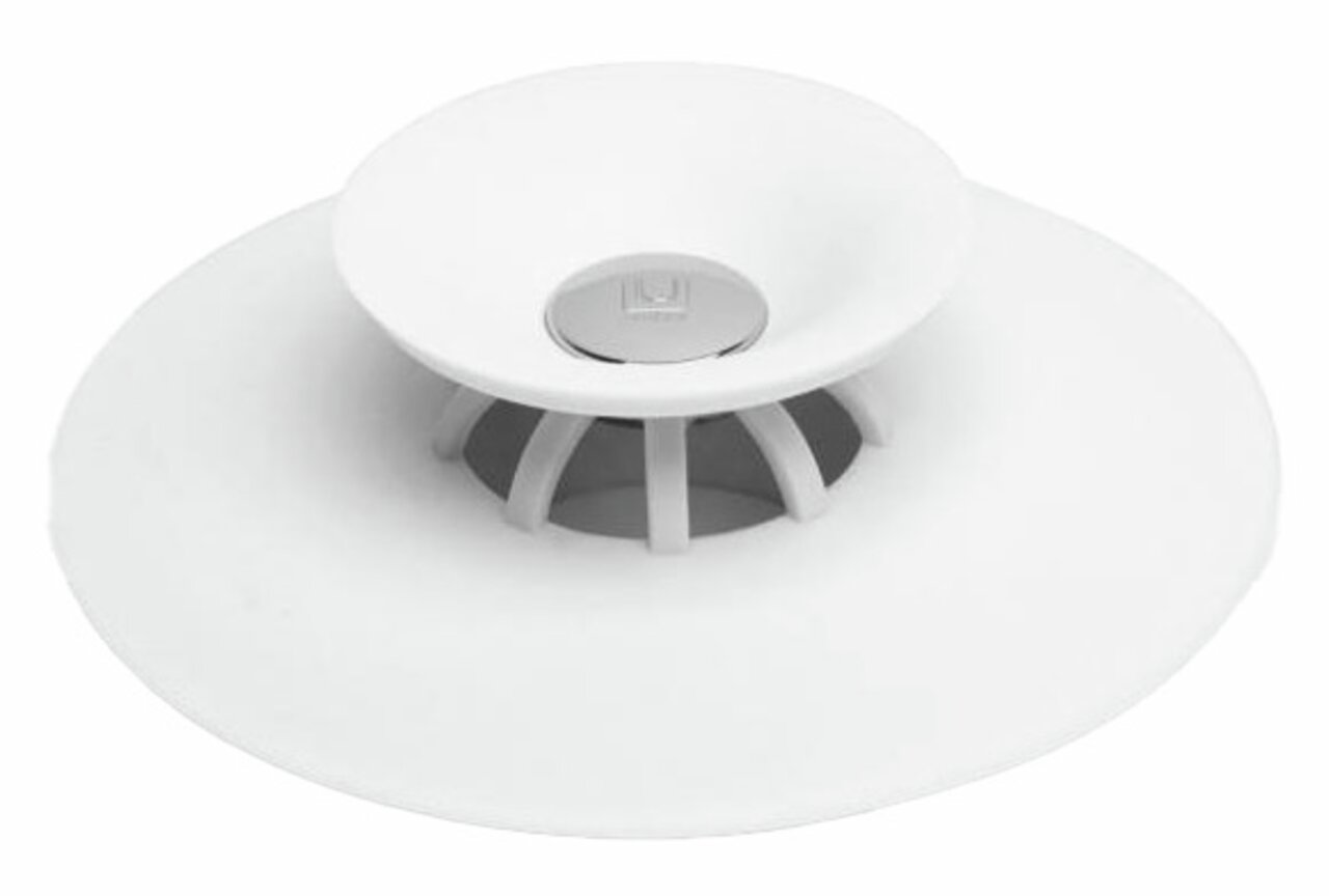 Weißer Flex Haarfänger und Wasserstopper aus der Vogelperspektive