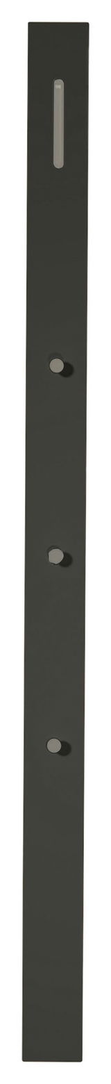 Schwarze Garderobenpaneel-Leiste mit drei Haken, vertikale Ansicht