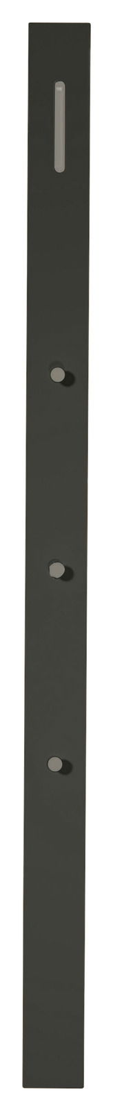 Schwarze Garderobenpaneel-Leiste mit drei Haken, vertikale Ansicht