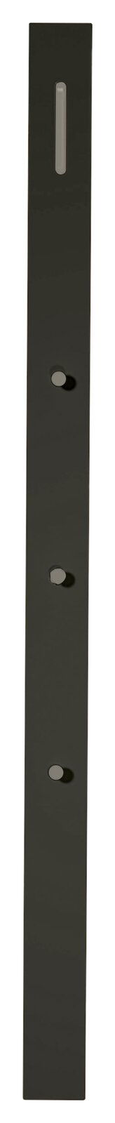 Schwarze Garderobenpaneel-Leiste mit drei Haken, vertikale Ansicht