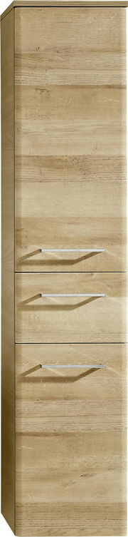 Holzfarbener Midischrank mit drei Schubladen, Frontalansicht