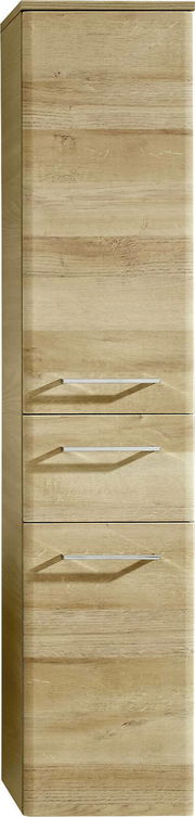 Holzfarbener Midischrank mit drei Schubladen, Frontalansicht