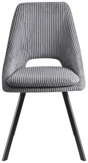 Grauer, moderner Stuhl mit geripptem Stoffbezug, Vorderansicht
