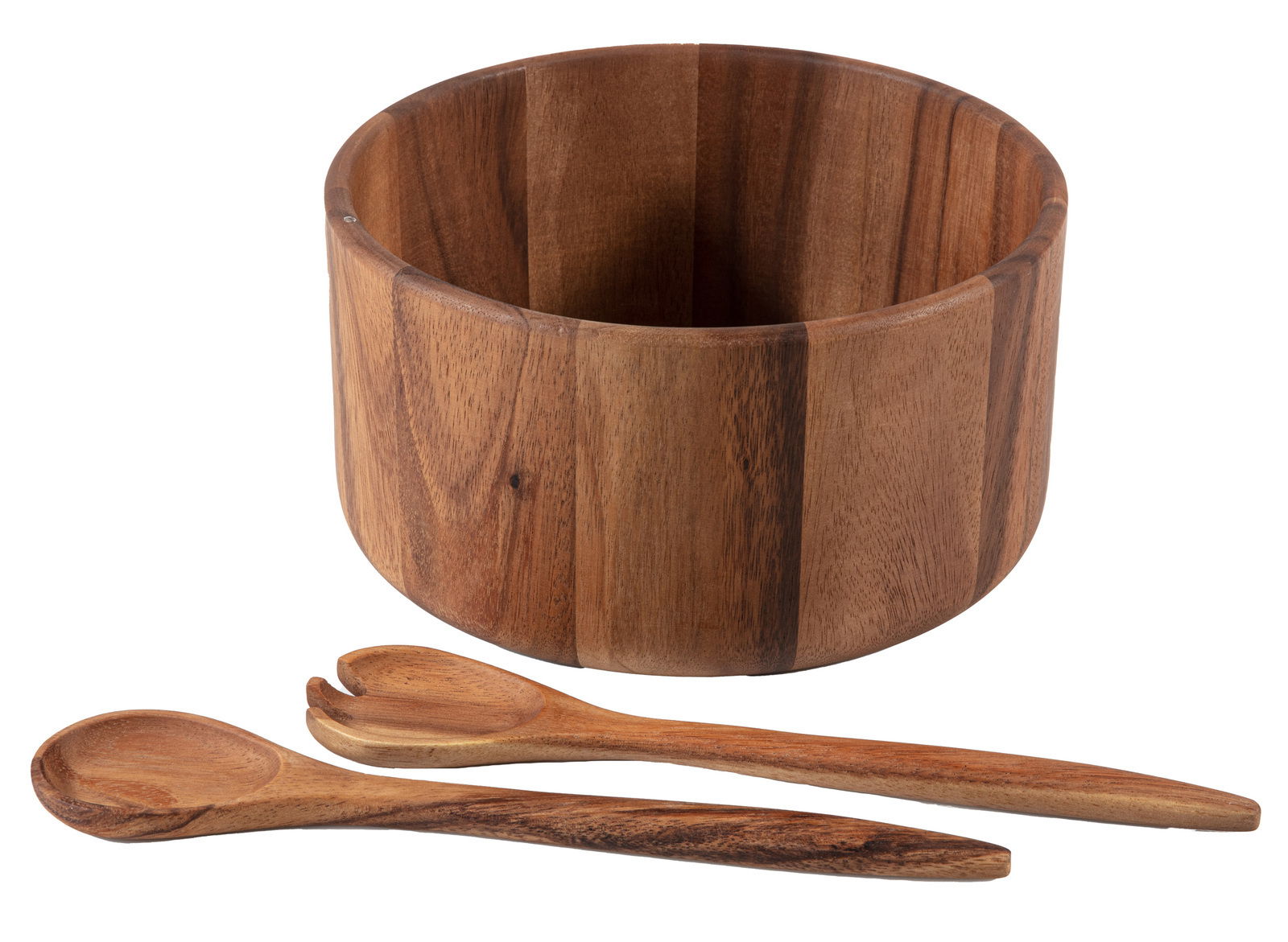 Zassenhaus Salatschüssel- Set AKAZIE Salatschüssel-Set aus Akazienholz mit einer großen Schüssel und zwei Salatbestecken, seitliche Perspektive