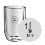 WMF Barista Latte Macchiato Glas, hitzebeständig bis 120 Grad, seitliche Ansicht