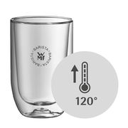WMF Barista Latte Macchiato Glas, hitzebeständig bis 120 Grad, seitliche Ansicht