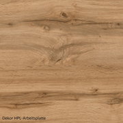 HPL-werkblad met houtdecor in natuurlijke houtlook, bovenaanzicht