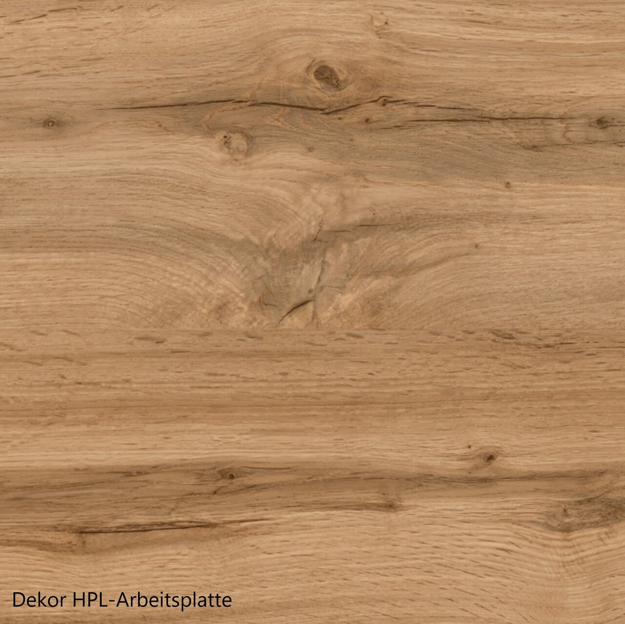HPL-werkblad met houtdecor in natuurlijke houtlook, bovenaanzicht