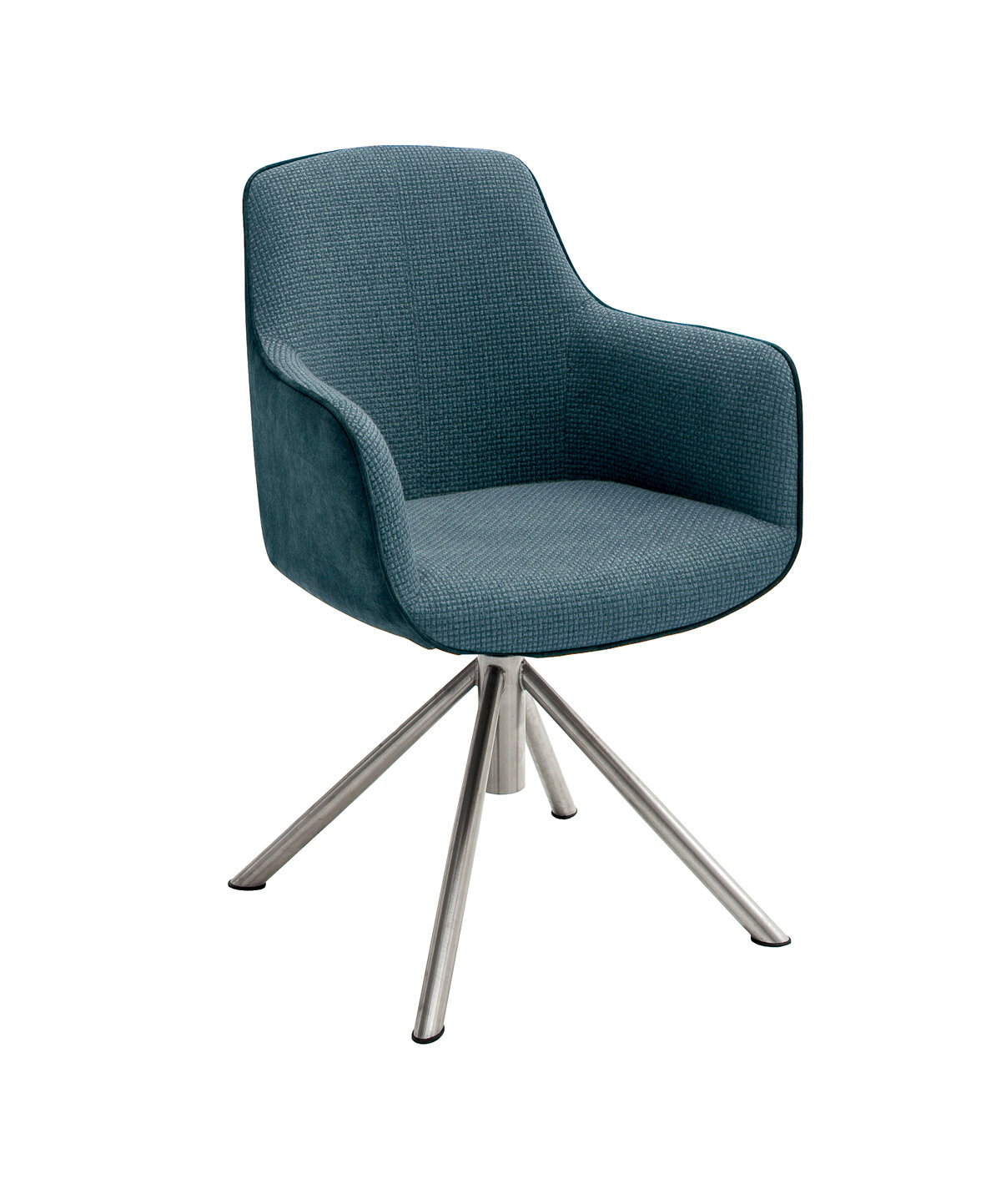 Novel Sessel RIALTO Moderner blauer Sessel mit Metallbeinen, seitliche Perspektive