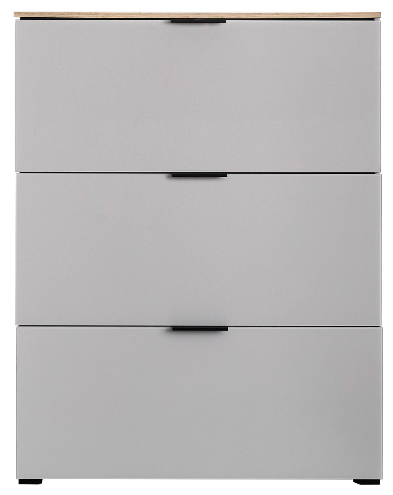 Moderner Klapp-Schuhschrank mit drei Fächern in Frontansicht