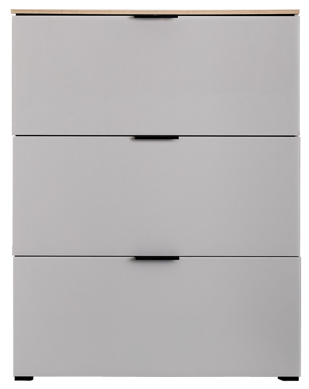 Moderner Klapp-Schuhschrank mit drei Fächern in Frontansicht