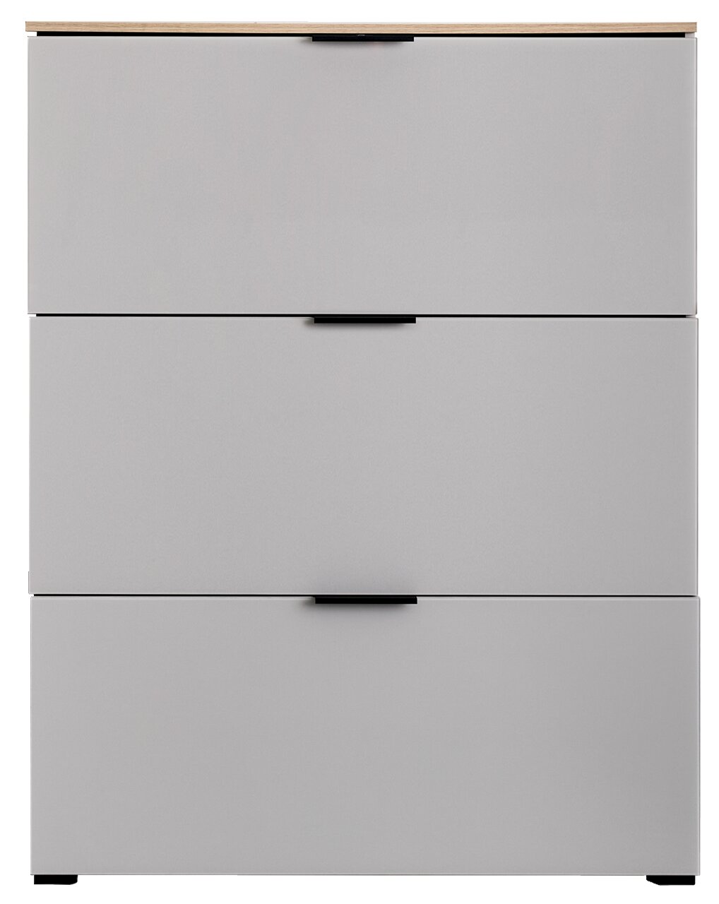 Moderner Klapp-Schuhschrank mit drei Fächern in Frontansicht