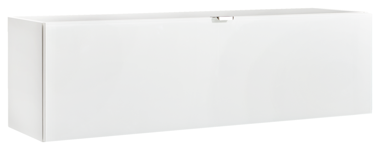 Hom´in Hängeschrank I POOLE Weißer Hängeschrank mit Klapptür, seitliche Perspektive