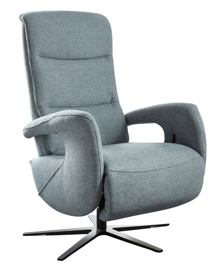 Grauer Relaxsessel mit modernem Design, seitliche Perspektive