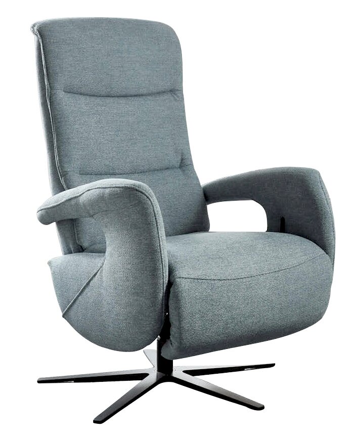 Grauer Relaxsessel mit modernem Design, seitliche Perspektive