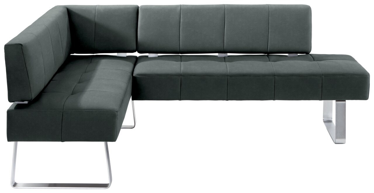 Moderano Eckbank LUPO II Moderne Eckbank in dunklem Stoffbezug mit Metallbeinen, Perspektive von vorne