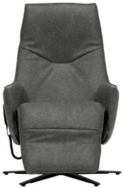 Grauer Relaxsessel in Frontalansicht mit modernem Design und verstellbarer Rückenlehne.