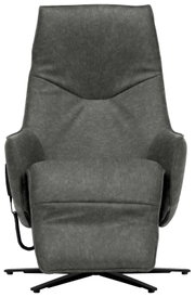 Grauer Relaxsessel in Frontalansicht mit modernem Design und verstellbarer Rückenlehne.