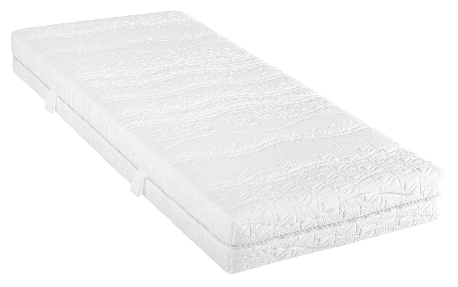 Komfortschaummatratze MEDICAL DREAM in seitlicher Perspektive, zeigt die strukturierte Oberfläche und die seitlichen Griffe.