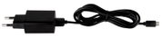 Schwarzes Netzteil mit Kabel, seitliche Ansicht