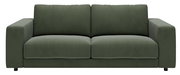 Zweiersofa in dunkelgrünem Stoff, Vorderansicht