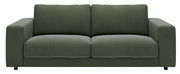 Zweiersofa in dunkelgrünem Stoff, Vorderansicht
