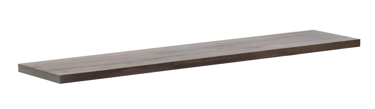 Holzbankplatte in dunkler Holzoptik, seitliche Perspektive
