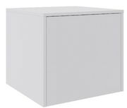 Weißer Aufsatzschrank in schräger Perspektive von vorne