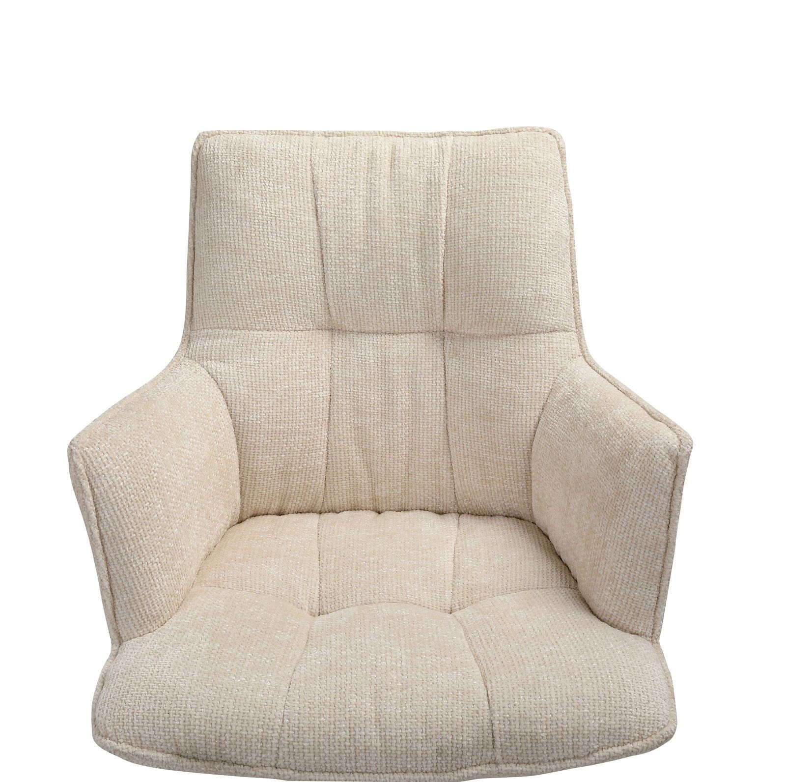 Beiger Sessel mit gepolsterter Sitzfläche und Rückenlehne, Frontalansicht