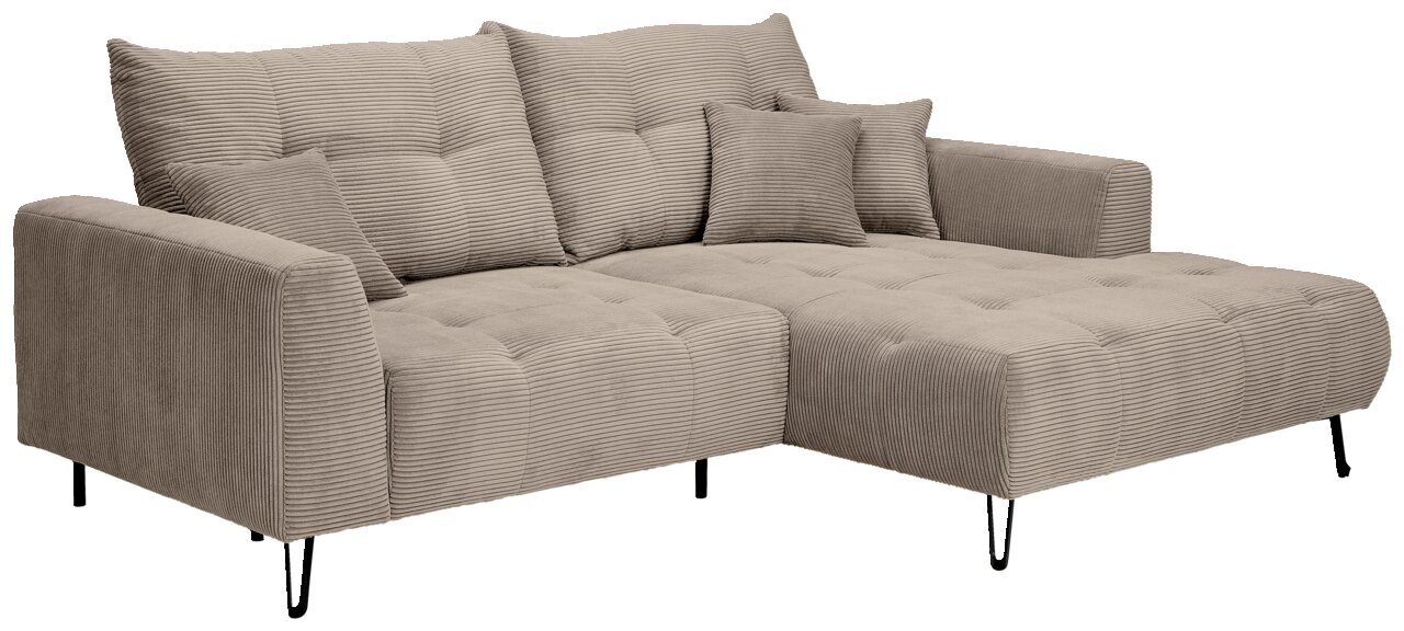 Z2 Ecksofa SWING Beige Ecksofa mit Ottomane rechts, aus gestepptem Stoff, Vorderansicht