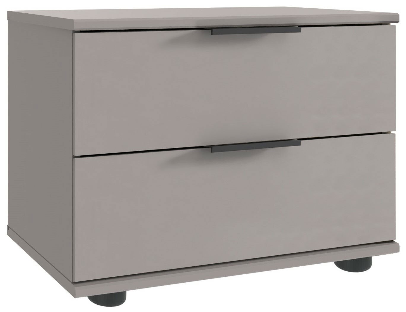 Z2 Nachtkommode TILBURG Graue Nachtkommode mit zwei Schubladen, seitliche Perspektive