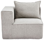 Grauer Ecksessel mit Armlehne links, Vorderansicht