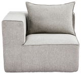 Grauer Ecksessel mit Armlehne links, Vorderansicht