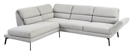Dieter Knoll Ecksofa COSIO Moderne graue Eckgarnitur mit verstellbarer Rückenlehne, seitliche Perspektive