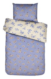 Bettwäsche-Set mit floralem Muster in Lila und Cremefarben, Draufsicht