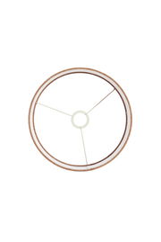 Draufsicht auf einen runden Lampenschirm mit Metallstreben und einem zentralen Ring.