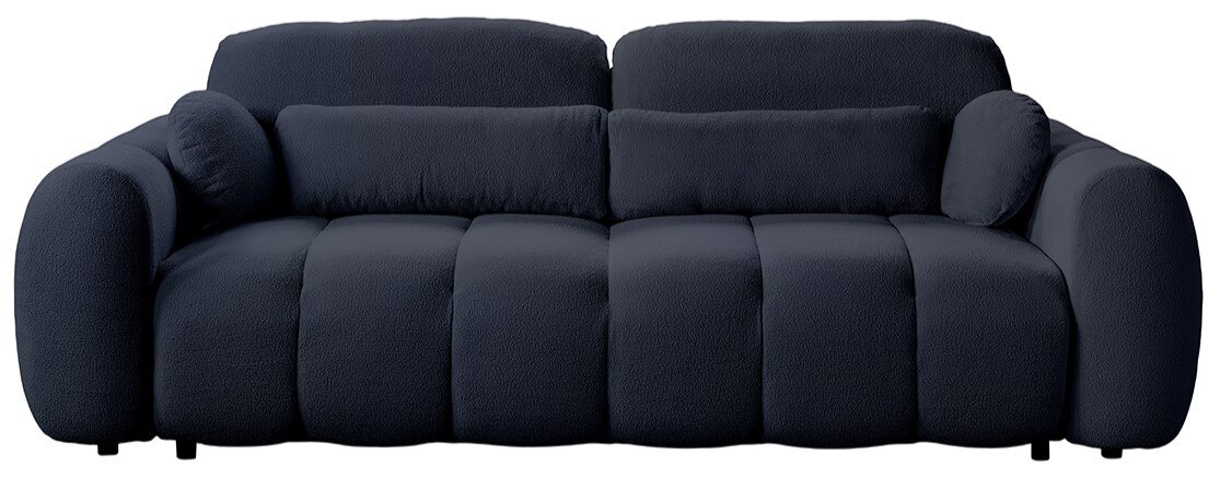 Schwarzes Funktionssofa mit zwei Kissen, Vorderansicht