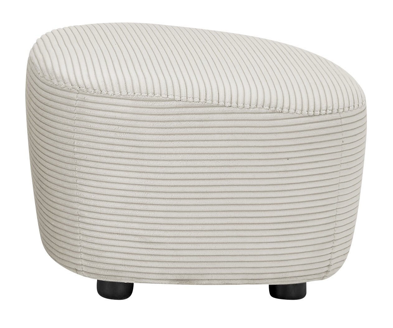 Set one by Musterring Hocker Hocker mit cremefarbenem, geripptem Stoffbezug, seitliche Perspektive