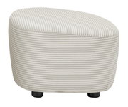 Hocker mit cremefarbenem, geripptem Stoffbezug, seitliche Perspektive