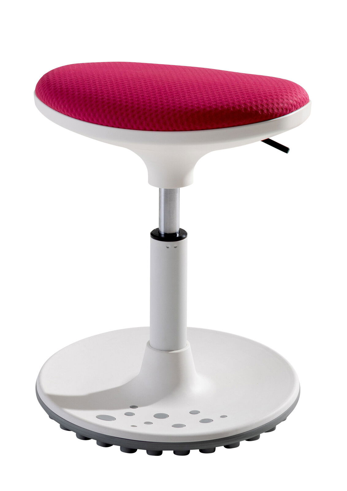 Paidi Kinderhocker SPEEDY Kinderhocker Paidi Serie SPEEDY mit weißem Gestell und rotem Sitzpolster, seitliche Perspektive