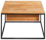 Moderner Beistelltisch aus Holz mit Metallrahmen, Frontalansicht