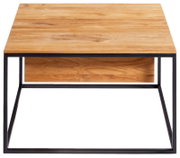 Moderne bijzettafel van hout met metalen frame, vooraanzicht