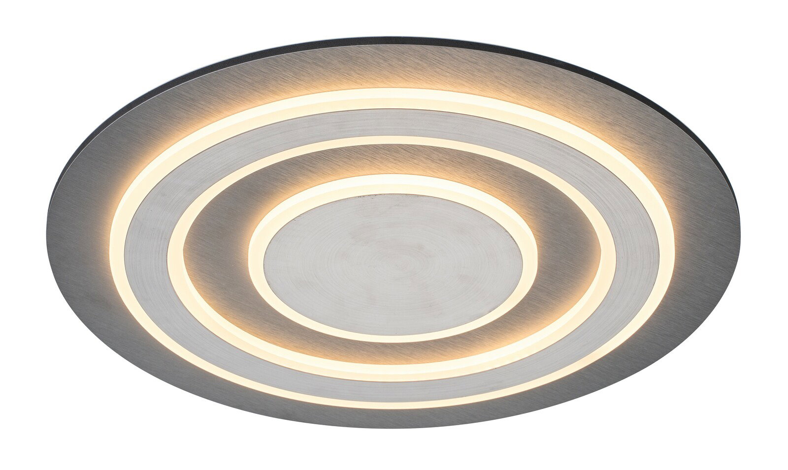 Moderne Deckenleuchte CLEMENS mit konzentrischen Kreisen, von unten betrachtet.