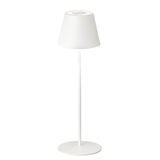 Weiße Tischleuchte Cosenza mit schlichtem Design, seitliche Perspektive