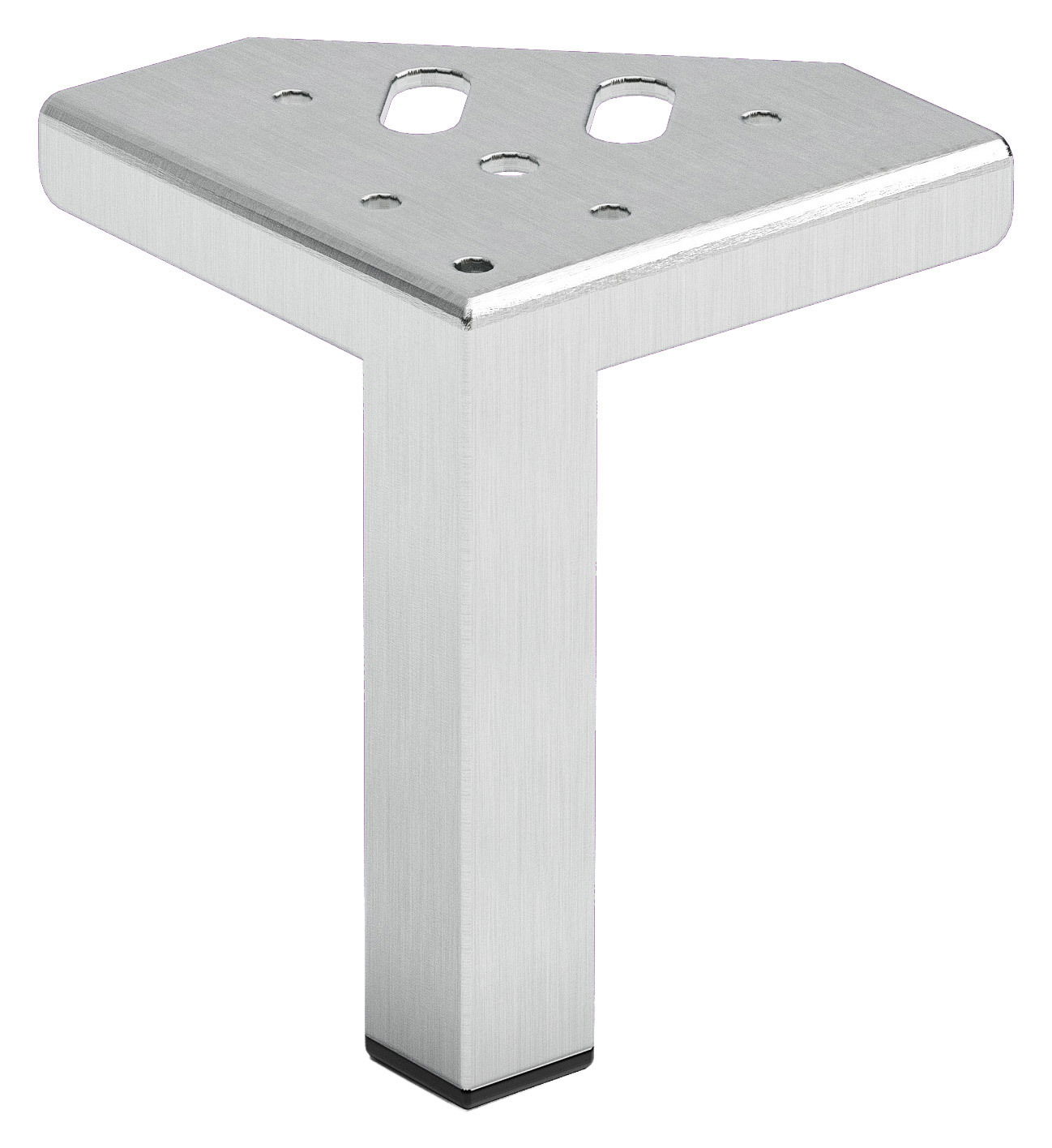 XORA Fuss-Set 5-tlg. Silbernes, dreieckiges Möbelbein aus Metall, seitliche Perspektive
