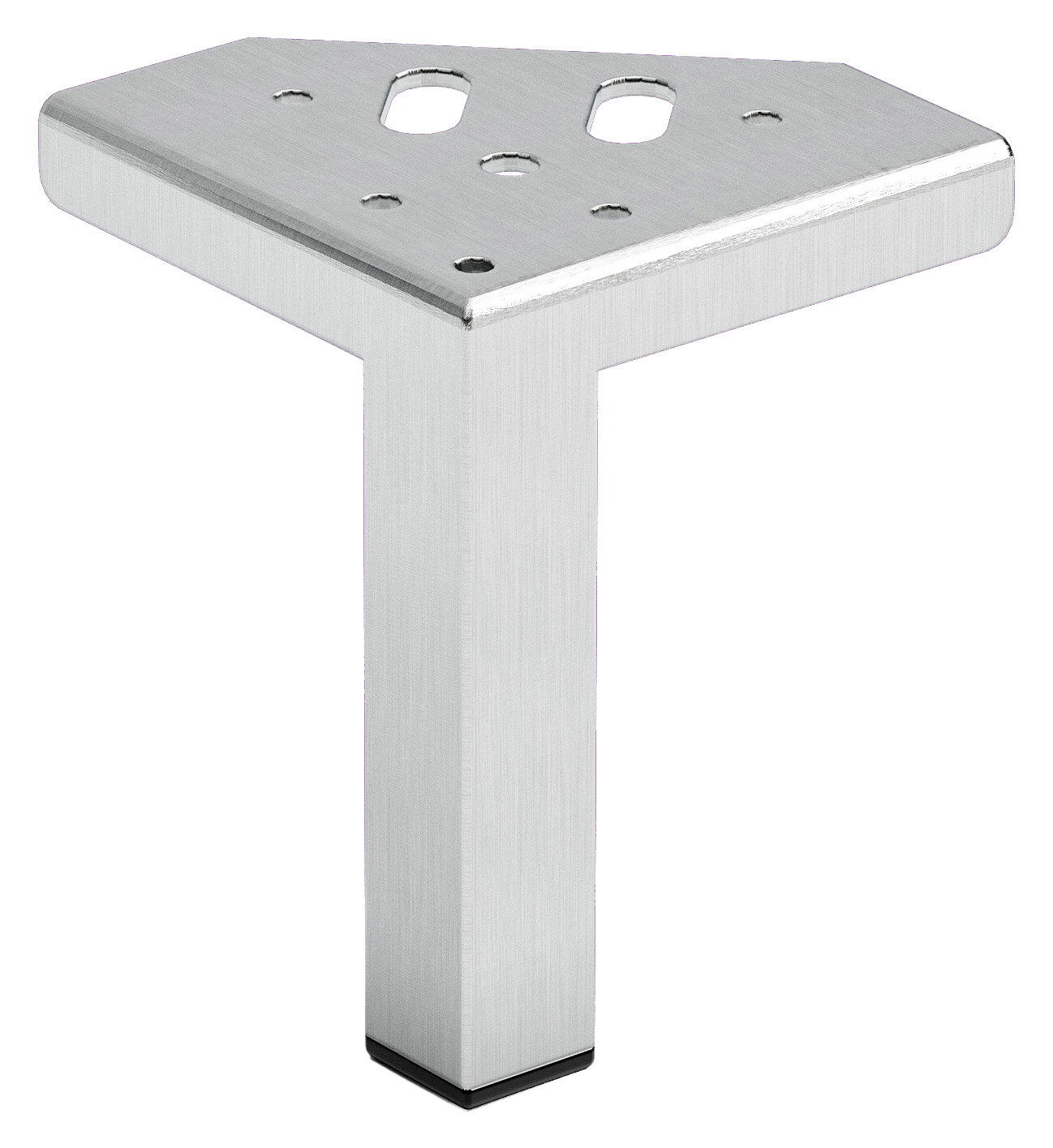 XORA Fuss-Set 5-tlg. Silbernes, dreieckiges Möbelbein aus Metall, seitliche Perspektive