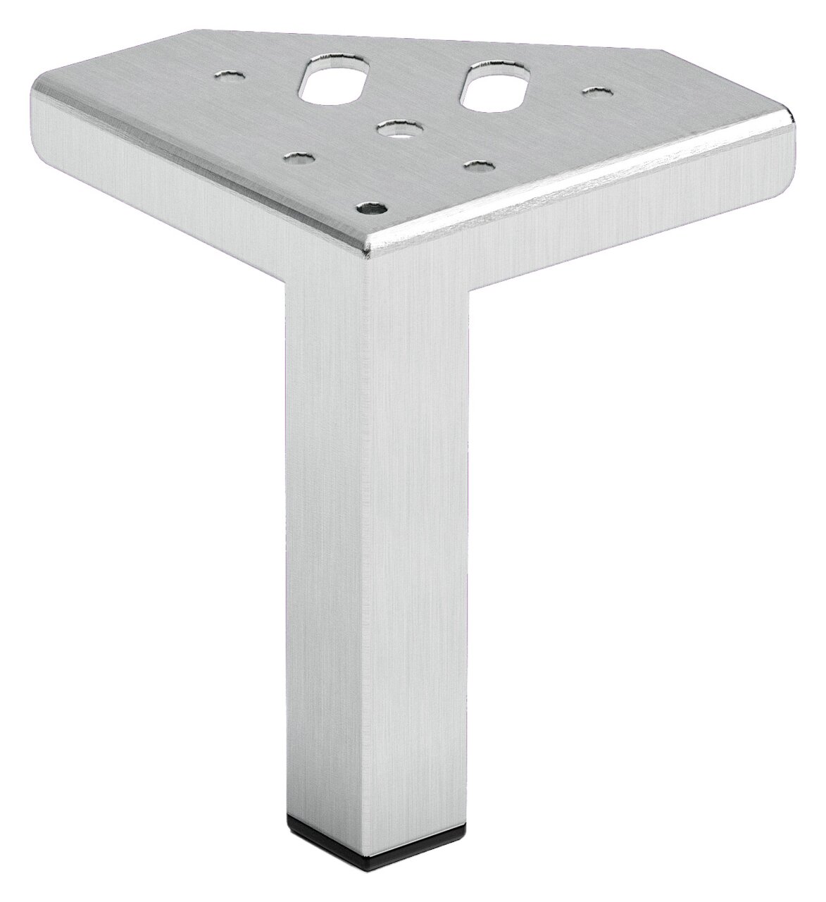 XORA Fuss-Set 5-tlg. Silbernes, dreieckiges Möbelbein aus Metall, seitliche Perspektive