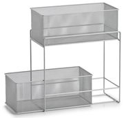 Metall-Etagenregal mit zwei Körben, seitliche Perspektive