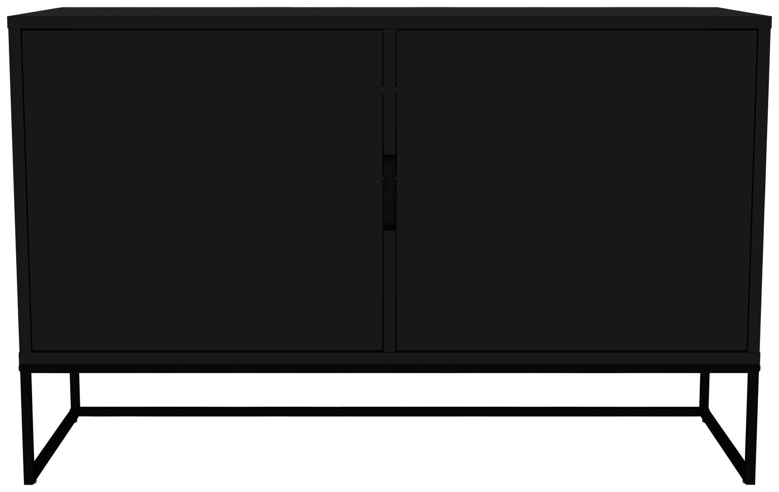 Modernes schwarzes Sideboard mit zwei Türen, frontal betrachtet
